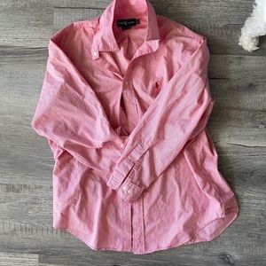 Red Ralph Lauren Thin Stripe Button Down